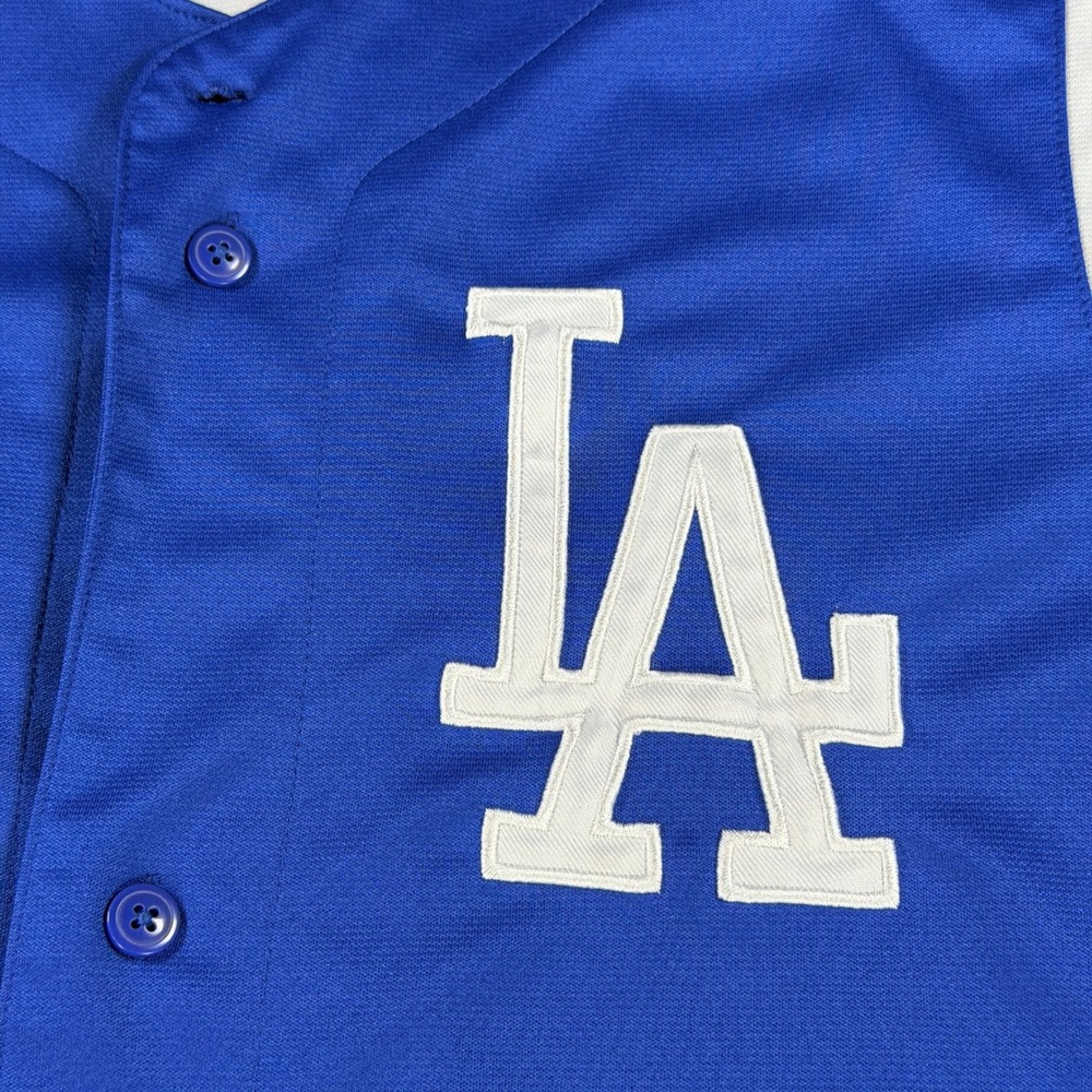 True Fan‎ Los Angeles Dodgers MLB Baseball Jersey Blue White Mens Large LA Logo - Picture 2 of 9